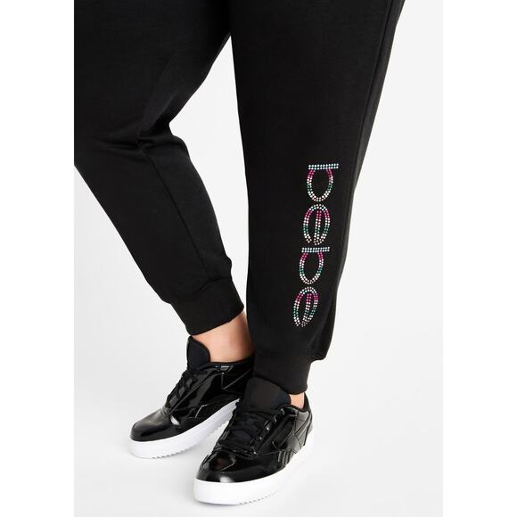 Bebe Sport Black Nailhead Joggers Sweatpants with Studded Logo Size Medium - Picture 2 of 13